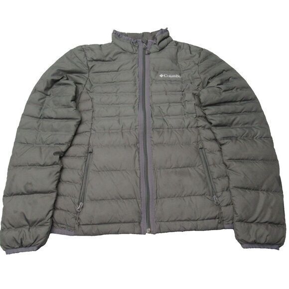 Columbia Down‎ Jacket Womens XS Gray Zip Pockets McKay Lake Puffer Full Zip Read - Picture 1 of 15